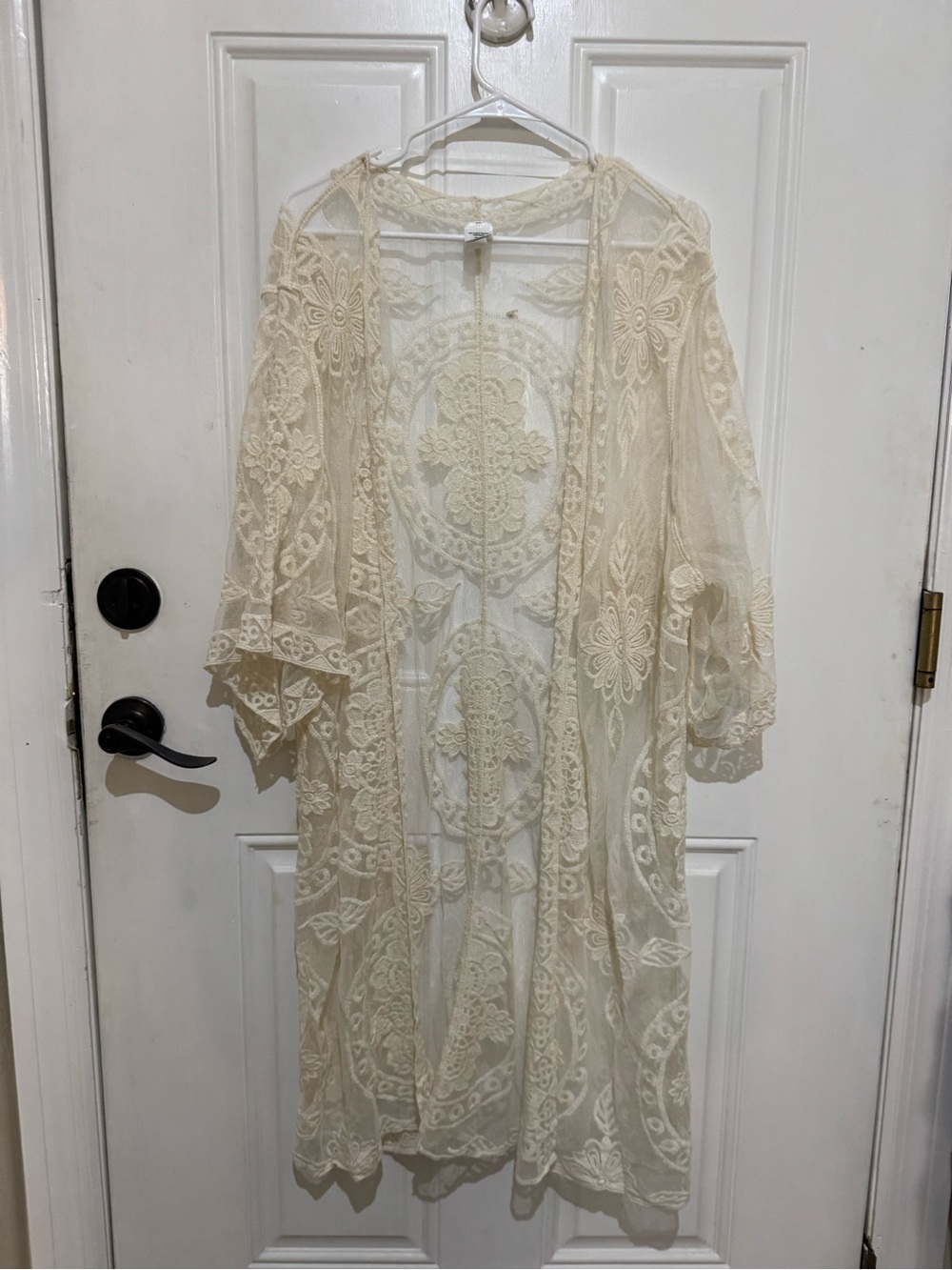Time and Tru Cream Lace Kimono Cover-Up